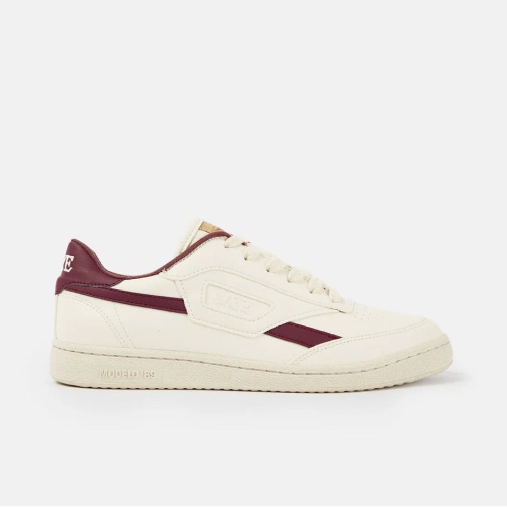 Stylish Women's Cream and Burgundy Sneakers